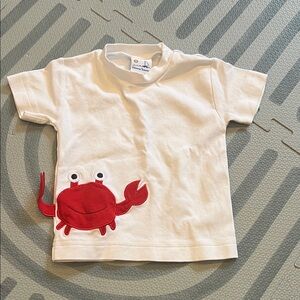 Florence Eiseman White Tee with Red Crab Appliqué